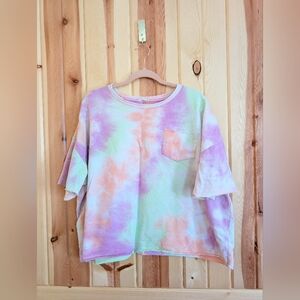 Women's Easel L Tie-Dye Beachy Boho Terry Oversized Shirt